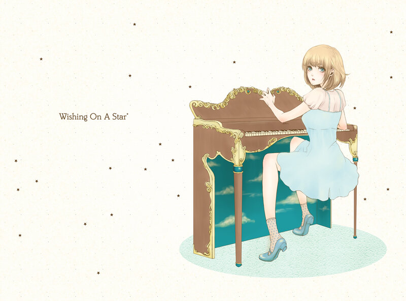 Girl Playing Piano — Blue
