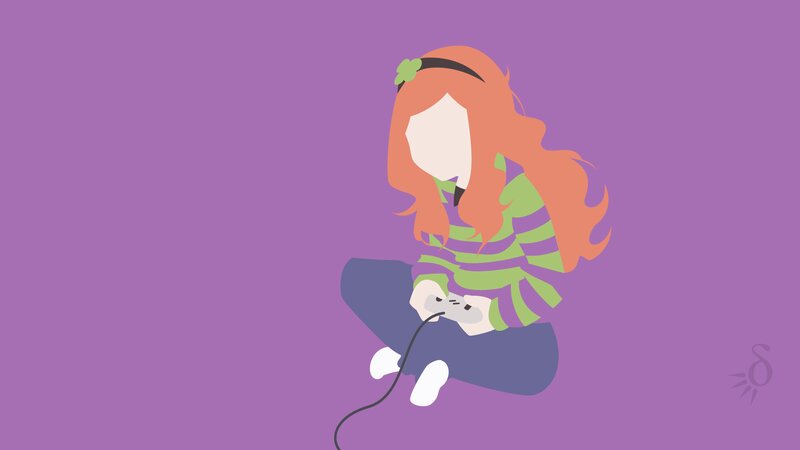 Girl Playing Video Game — Purple