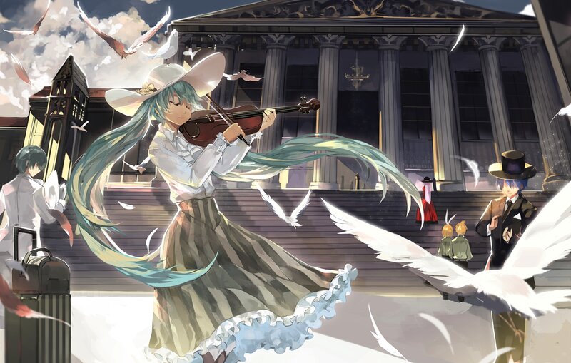 Girl Playing Violin — Blue, Serene, Afternoon