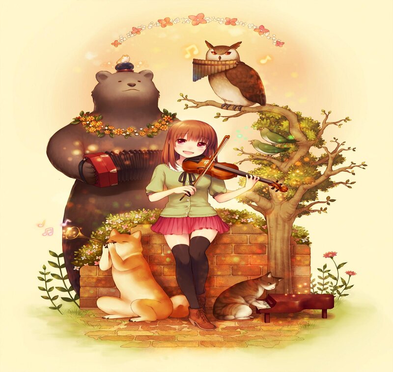 Girl Playing Violin — Yellow, Peaceful