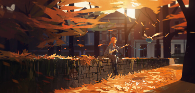Girl Playing with Balloon