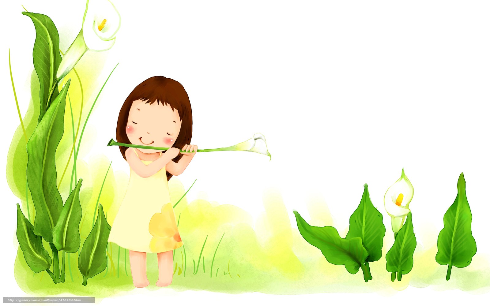 Girl playing with calla lily
