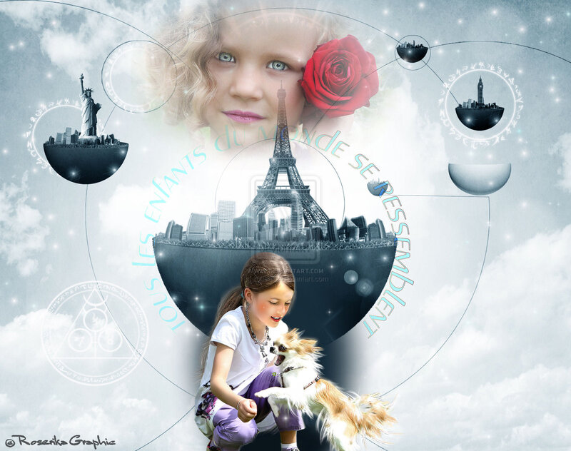 Girl Playing with Dog — White