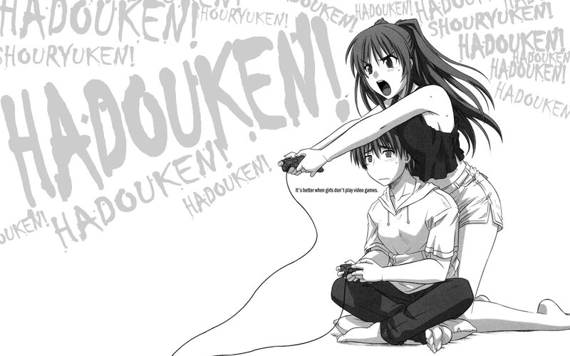 Girl plays video game with boy