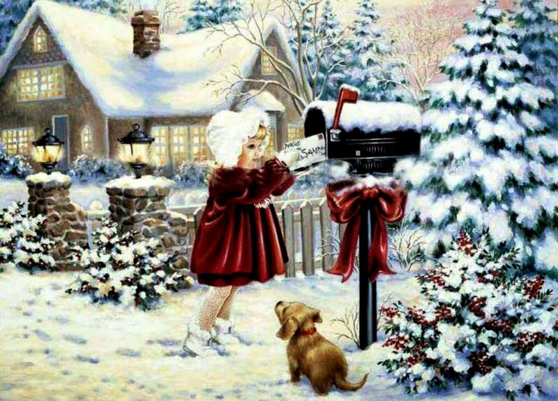 Girl Posting Letter — Red