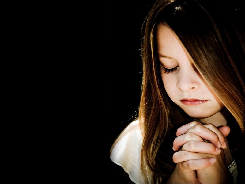 Girl Praying in Darkness — Black