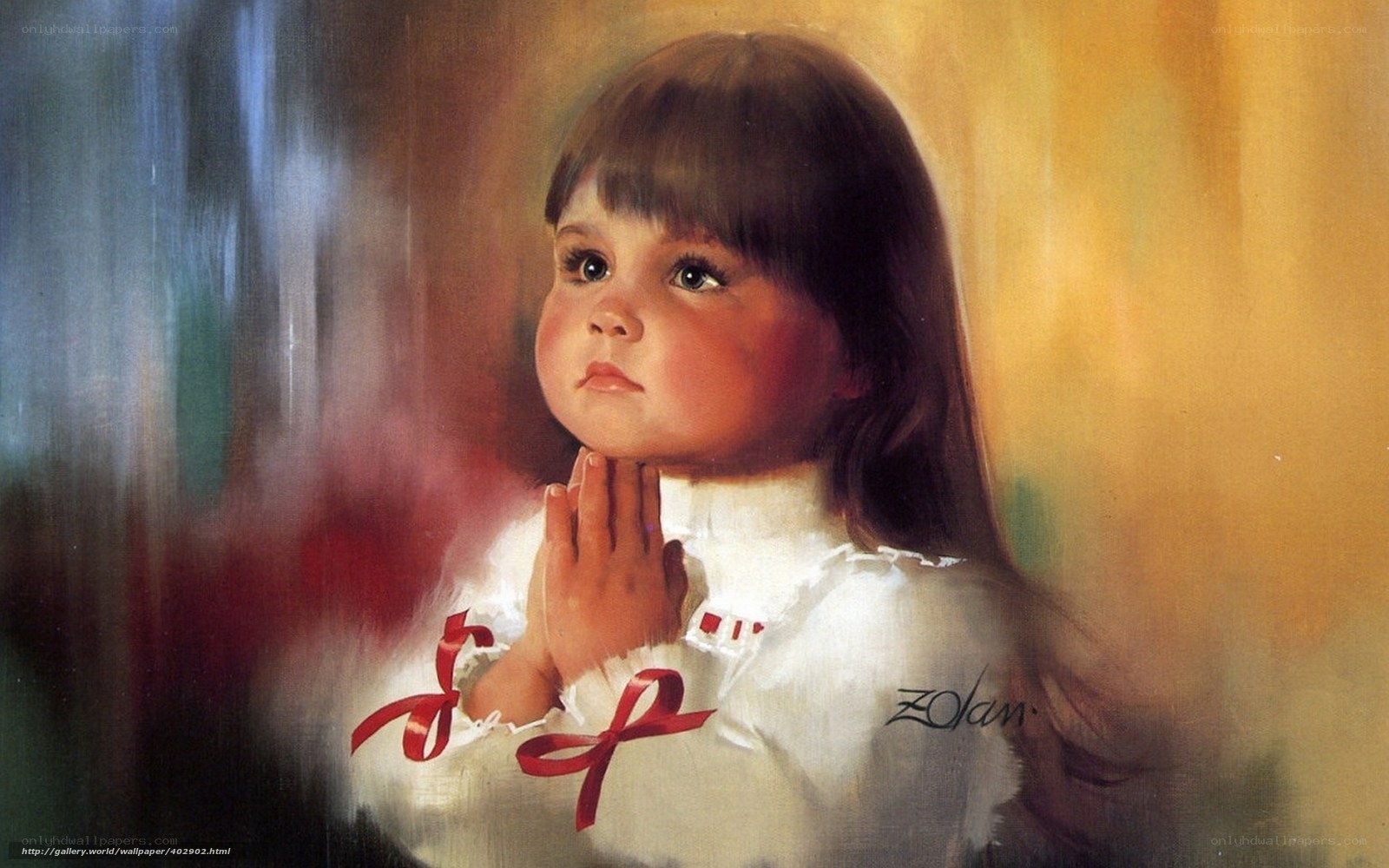 Girl Praying in White Dress