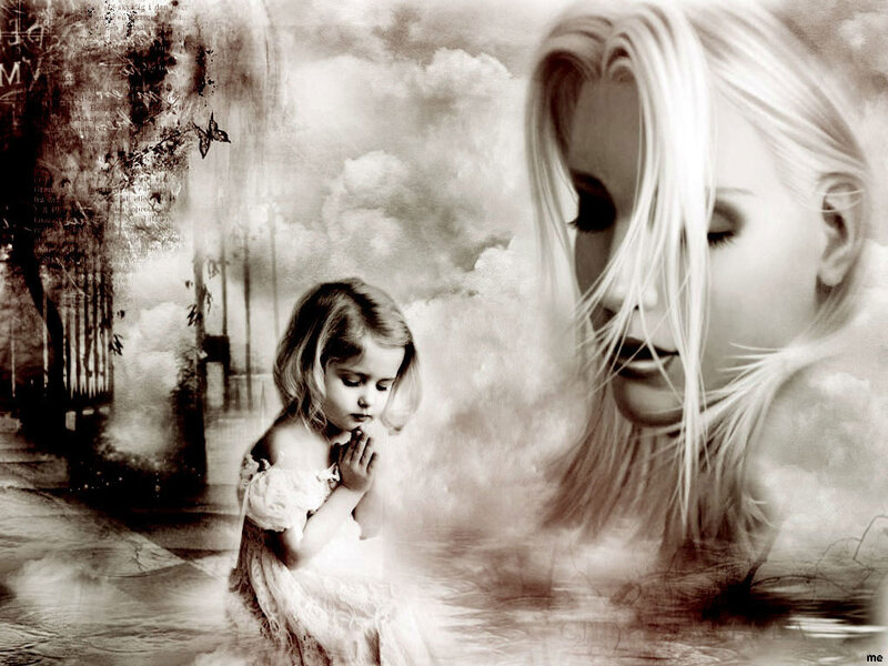 Girl Praying with Woman