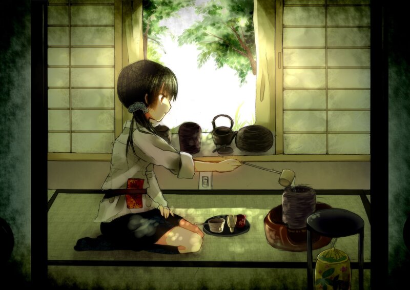 girl preparing tea in a traditional room
