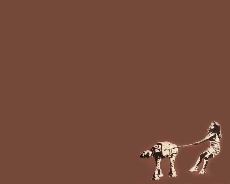 Girl pulling AT-AT walker
