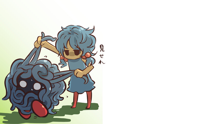 girl pulling monster by tentacles
