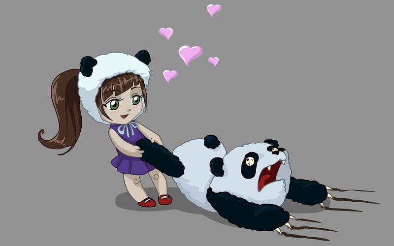 Girl Pulling Panda