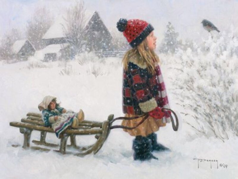 Girl Pulling Sled