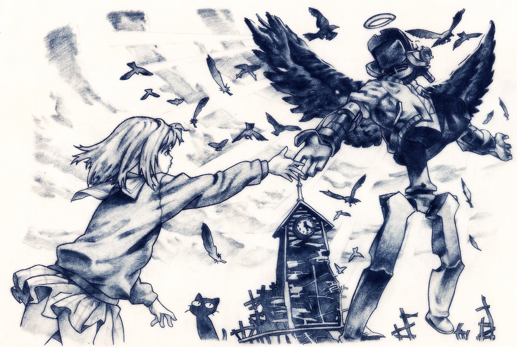 girl reaching for angelic figure