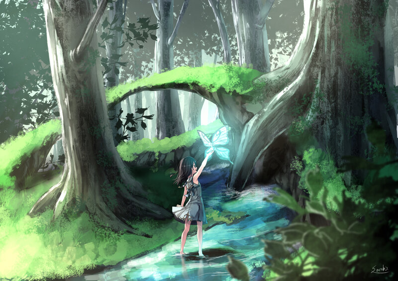 Girl Reaching for Butterfly