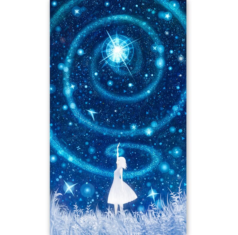 Girl Reaching for Stars — Blue