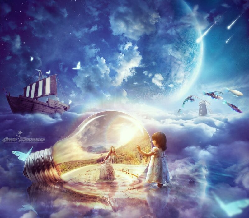 Girl Reaching into Light Bulb