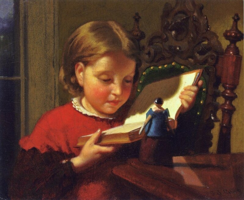Girl Reading a Book — Red