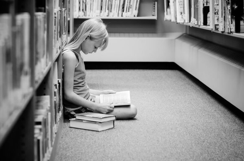 Girl Reading Book — Black, Quiet