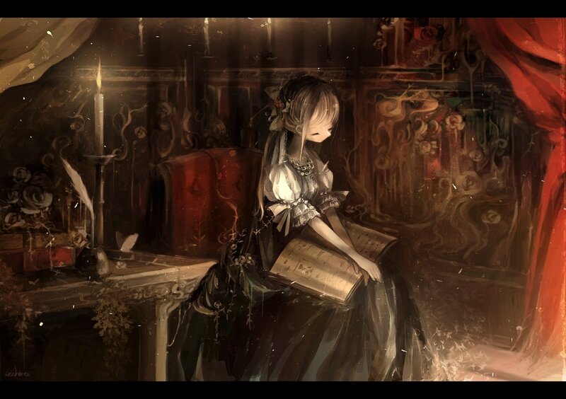 Girl Reading Book — Brown, Dramatic