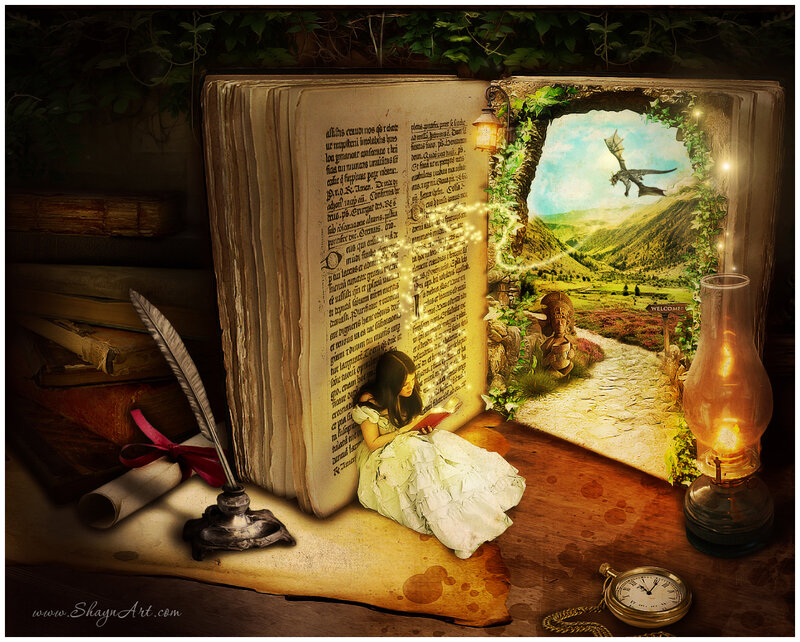Girl Reading Book — Brown, Magical