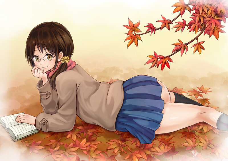 Girl Reading Book — Brown, Serene, Autumn