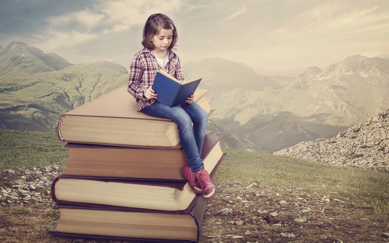 Girl Reading Book — Green, Serene, Afternoon, Photograph