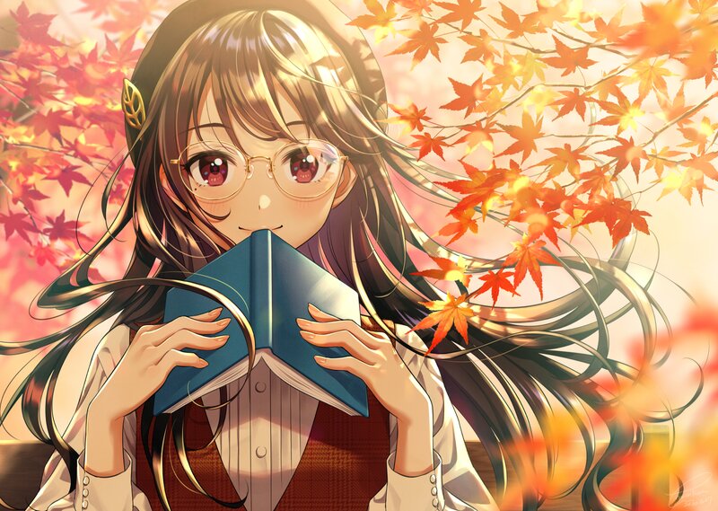 Girl Reading Book — Orange, Serene