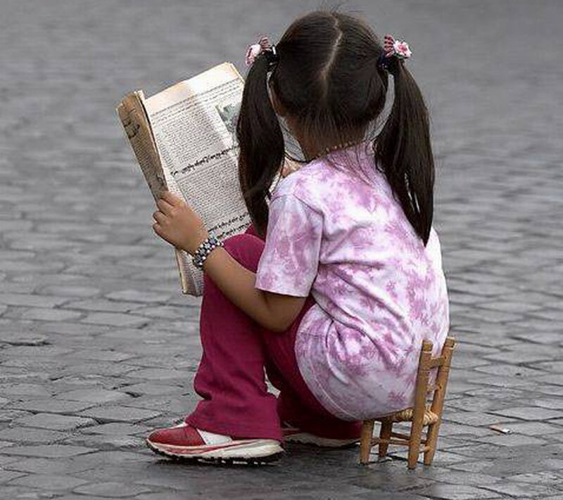 Girl Reading Book — Pink, Calm
