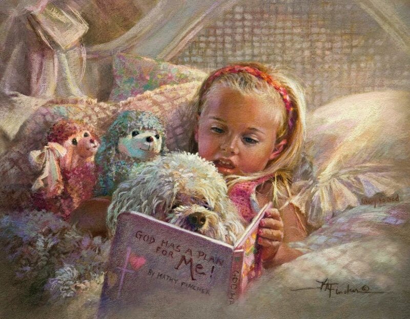 Girl Reading Book — Pink, Peaceful