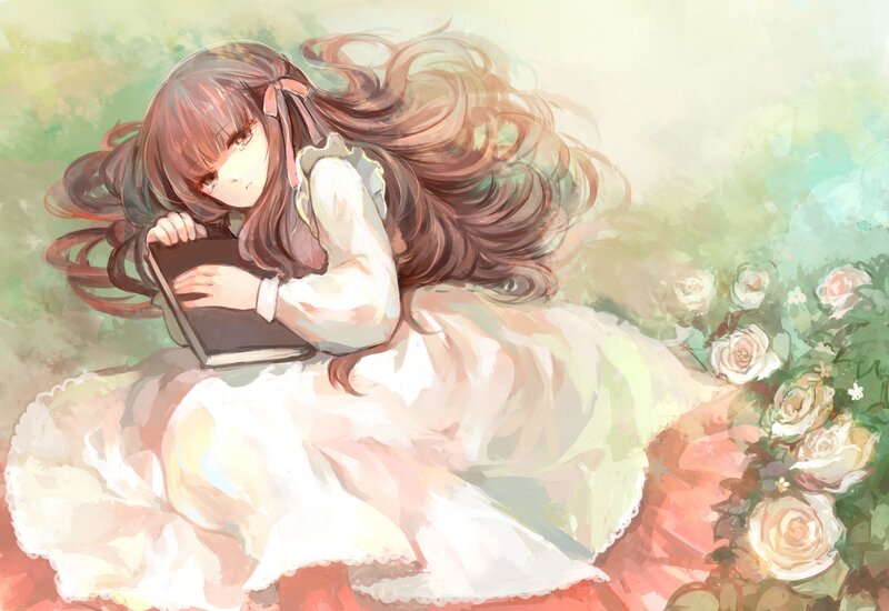 Girl Reading Book — White, Serene