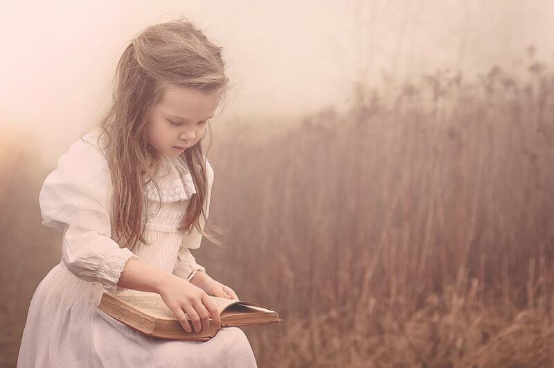 Girl Reading Book — White