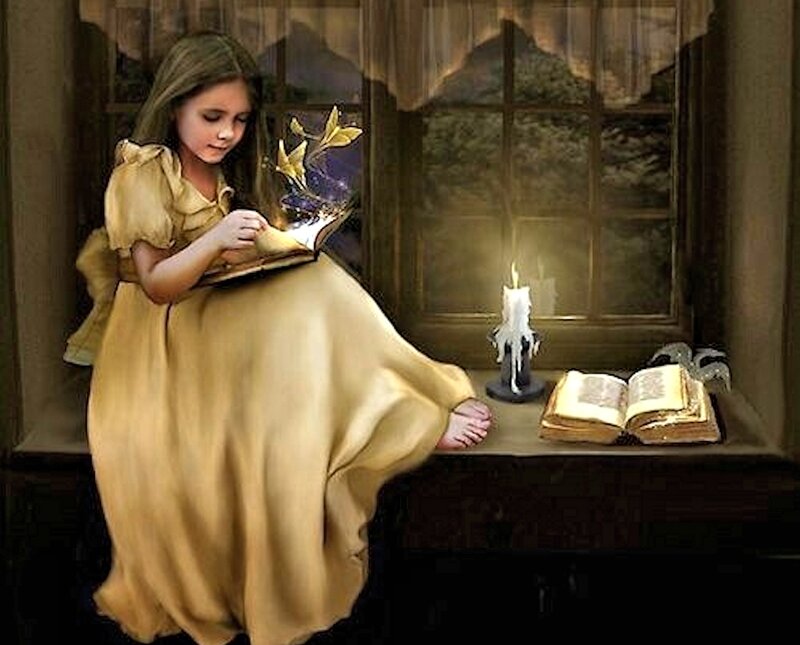 Girl Reading Book — Yellow