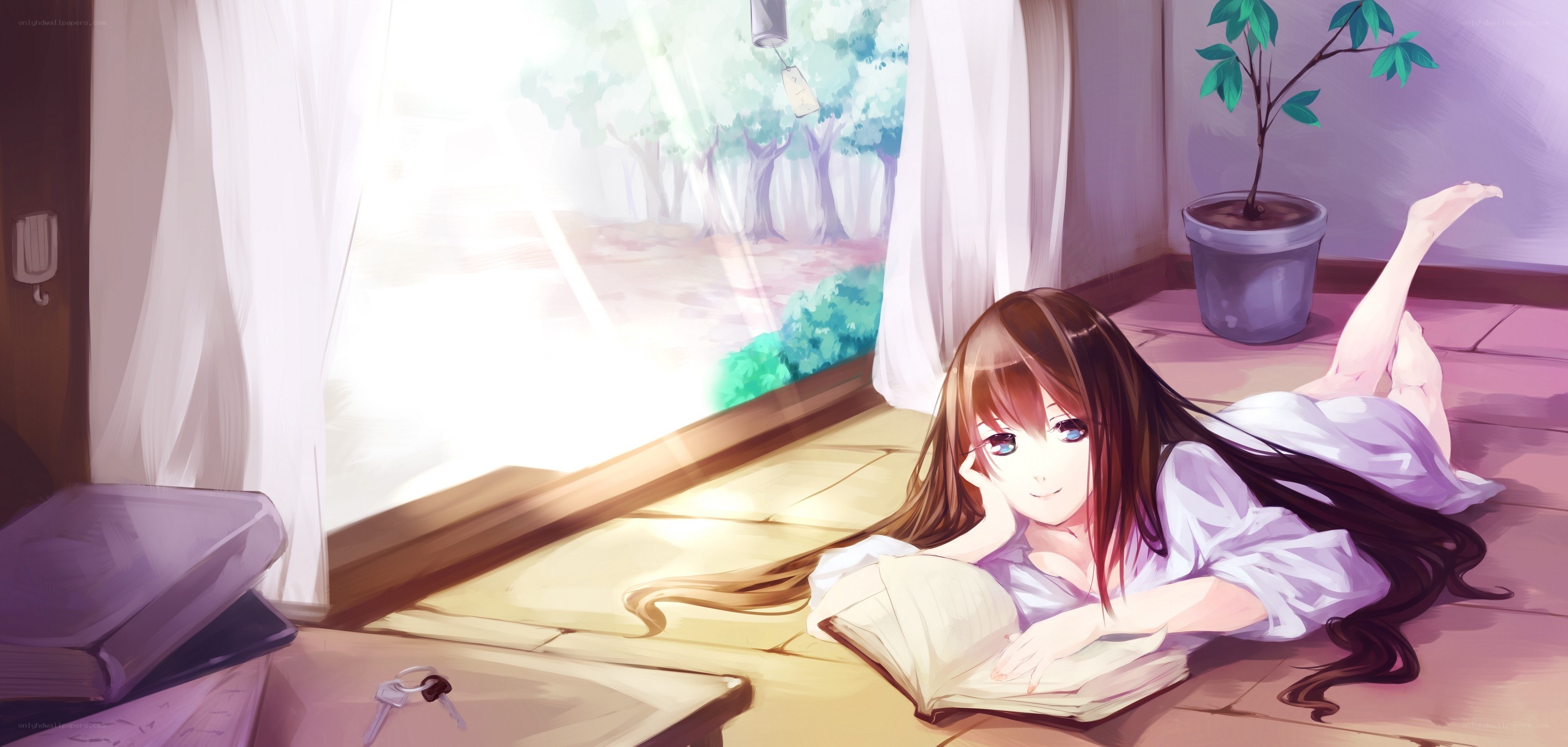 Girl reading by the window
