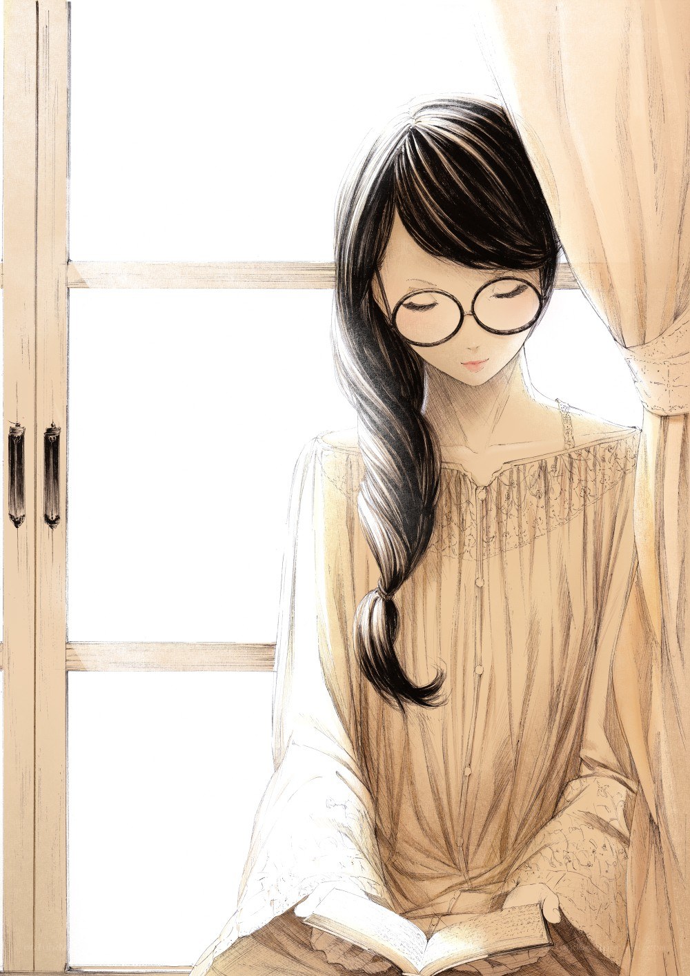 Girl reading by the window