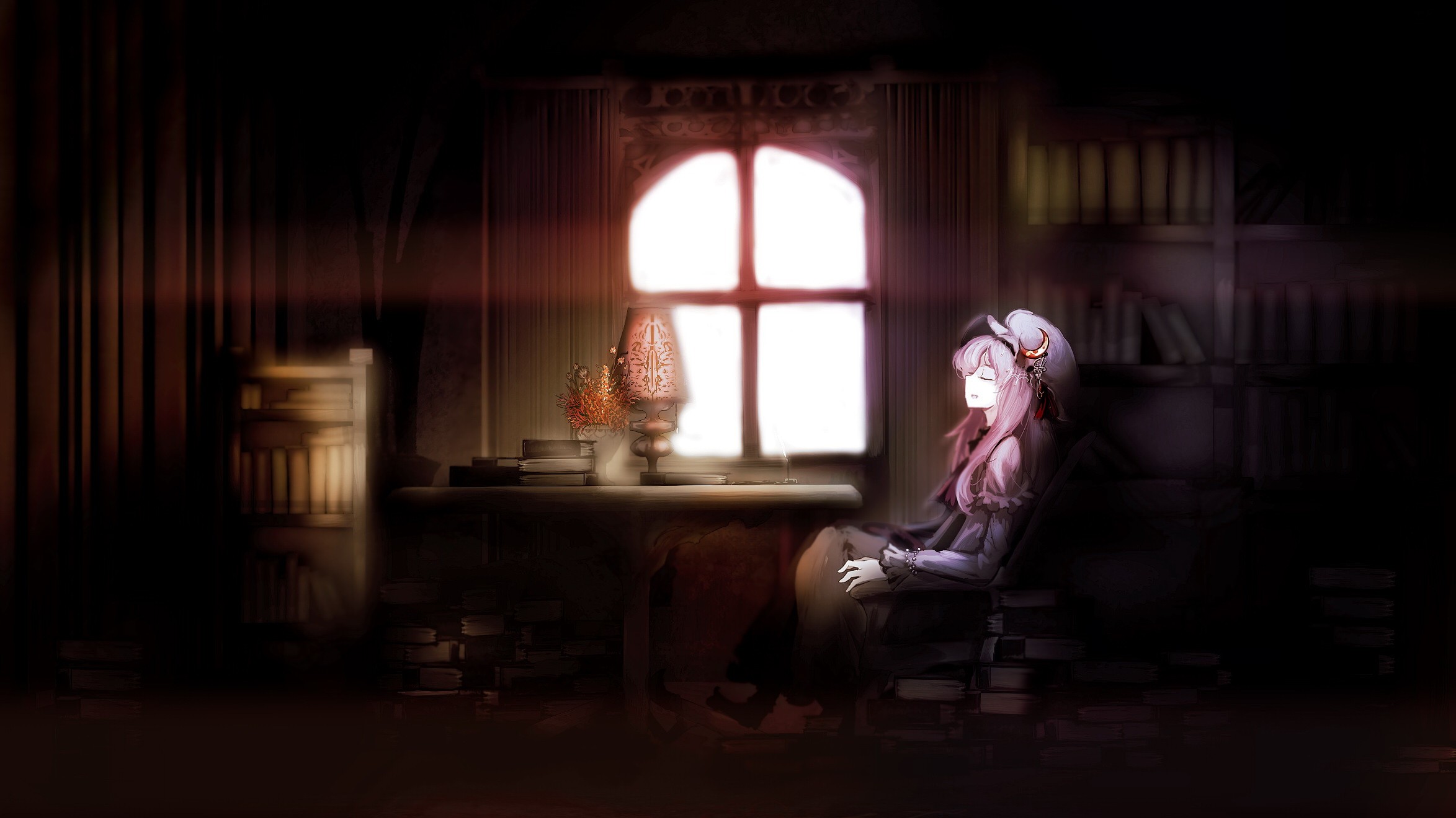 girl reading by window