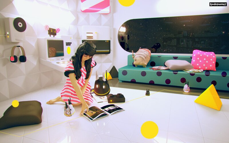girl reading in a colorful room