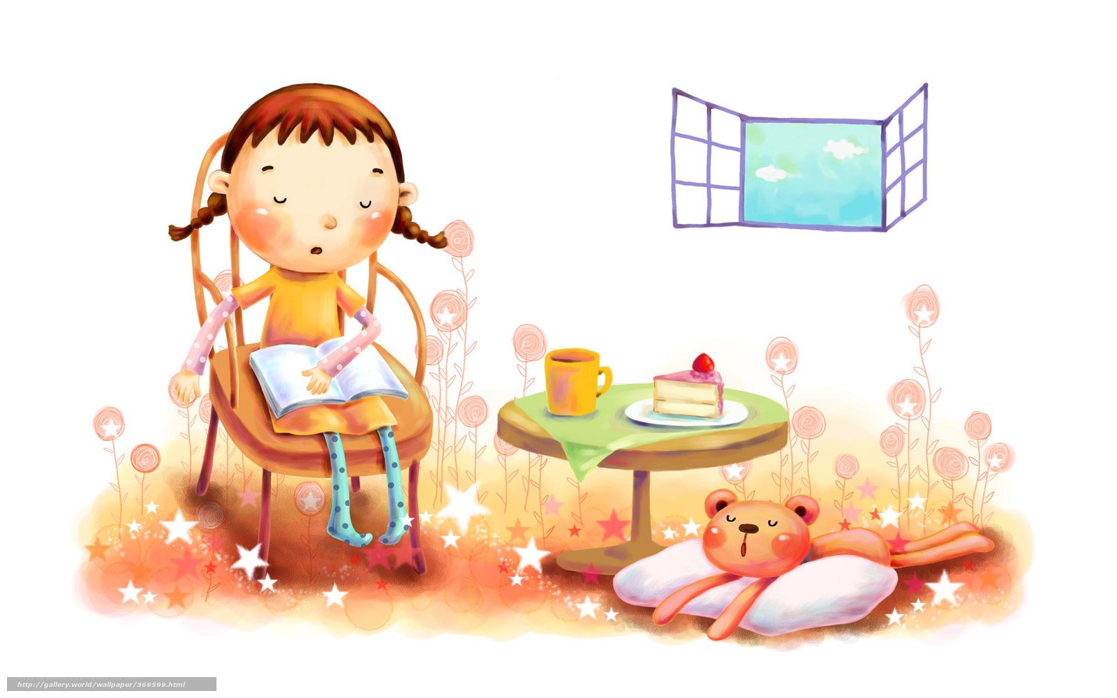Girl reading in a dreamy garden