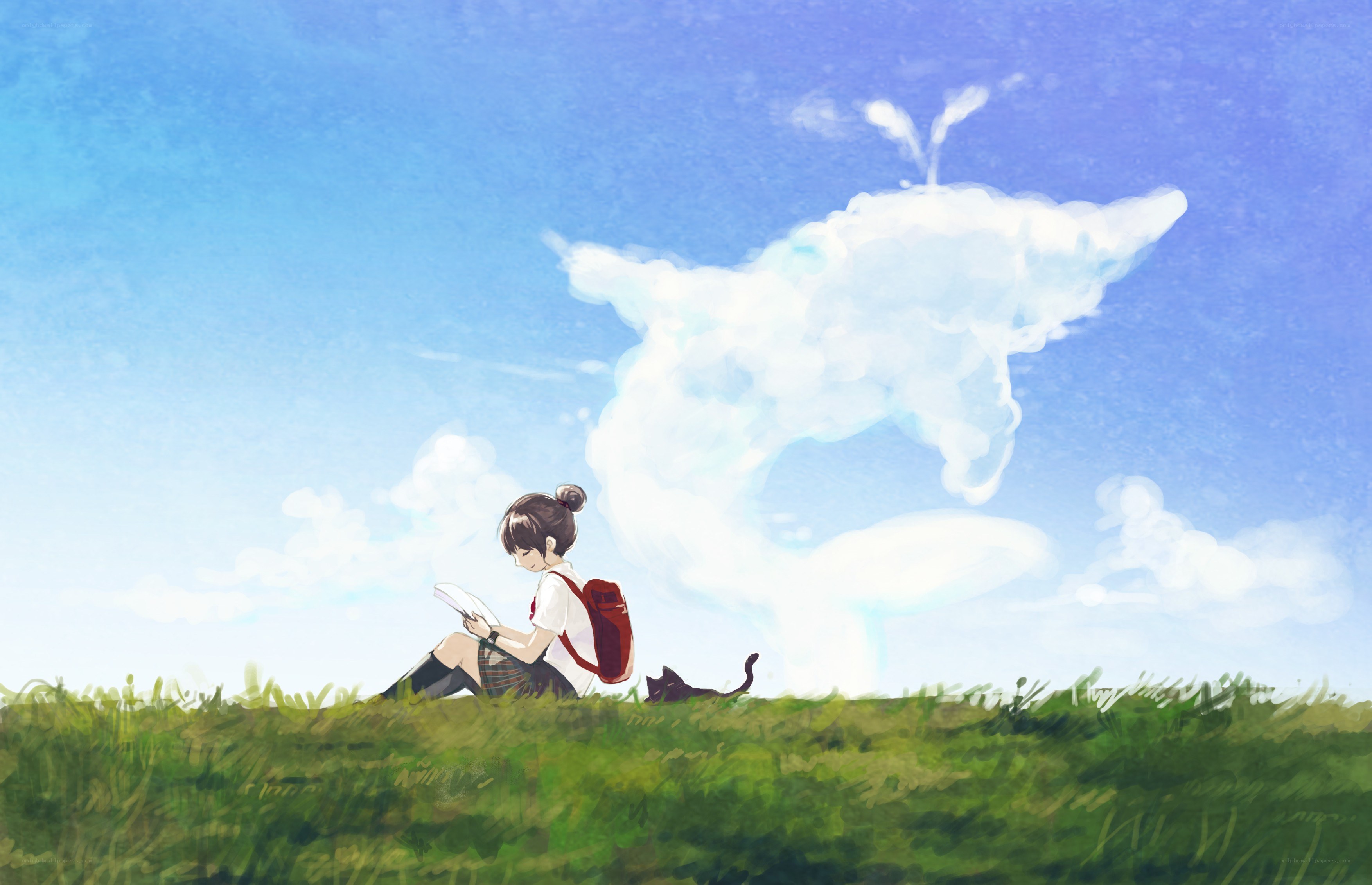 Girl reading in a field
