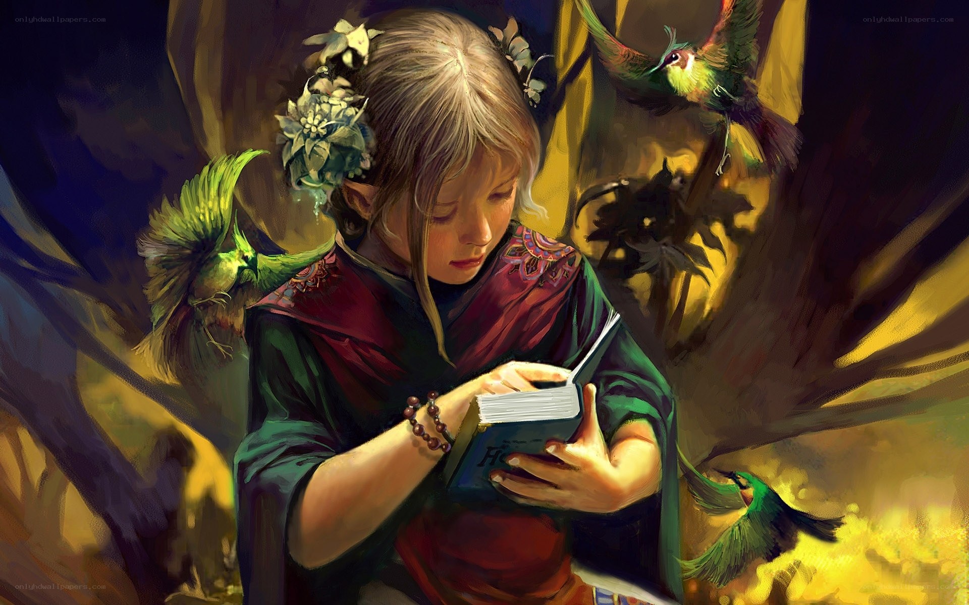 girl reading in a forest