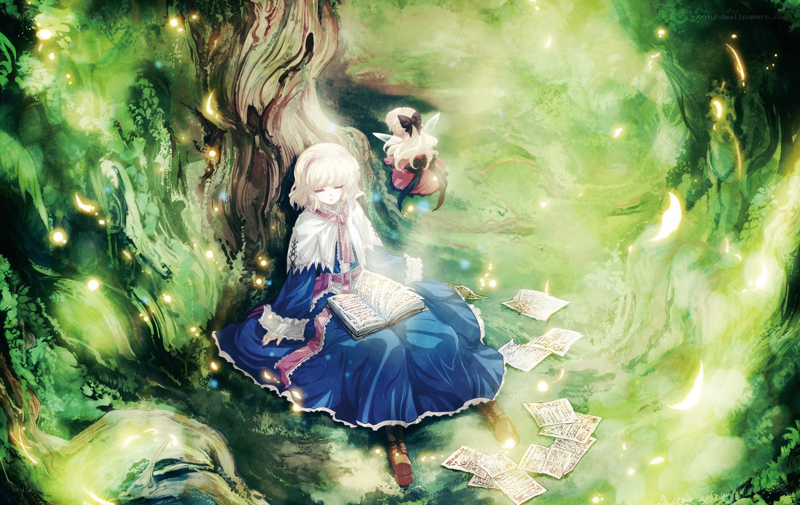 girl reading in a forest