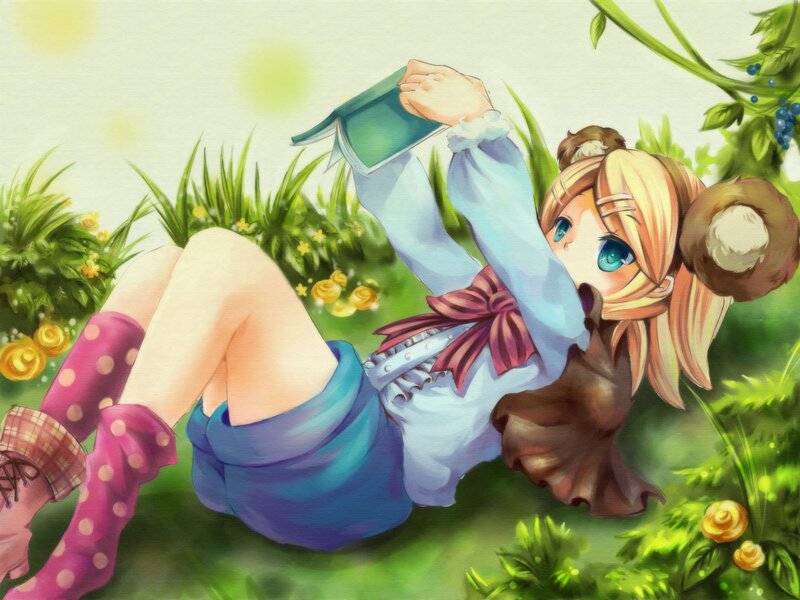 Girl reading in a garden