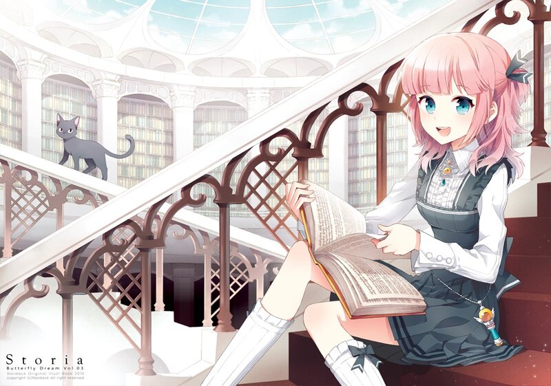 Girl reading in a grand library