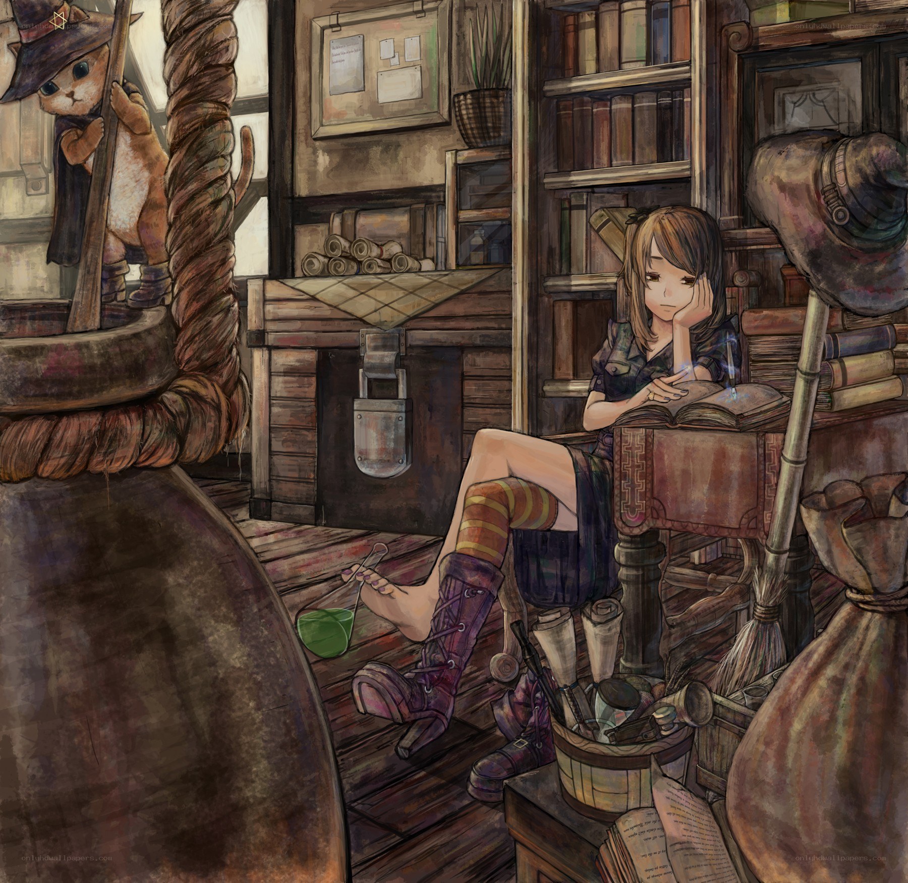 girl reading in a library