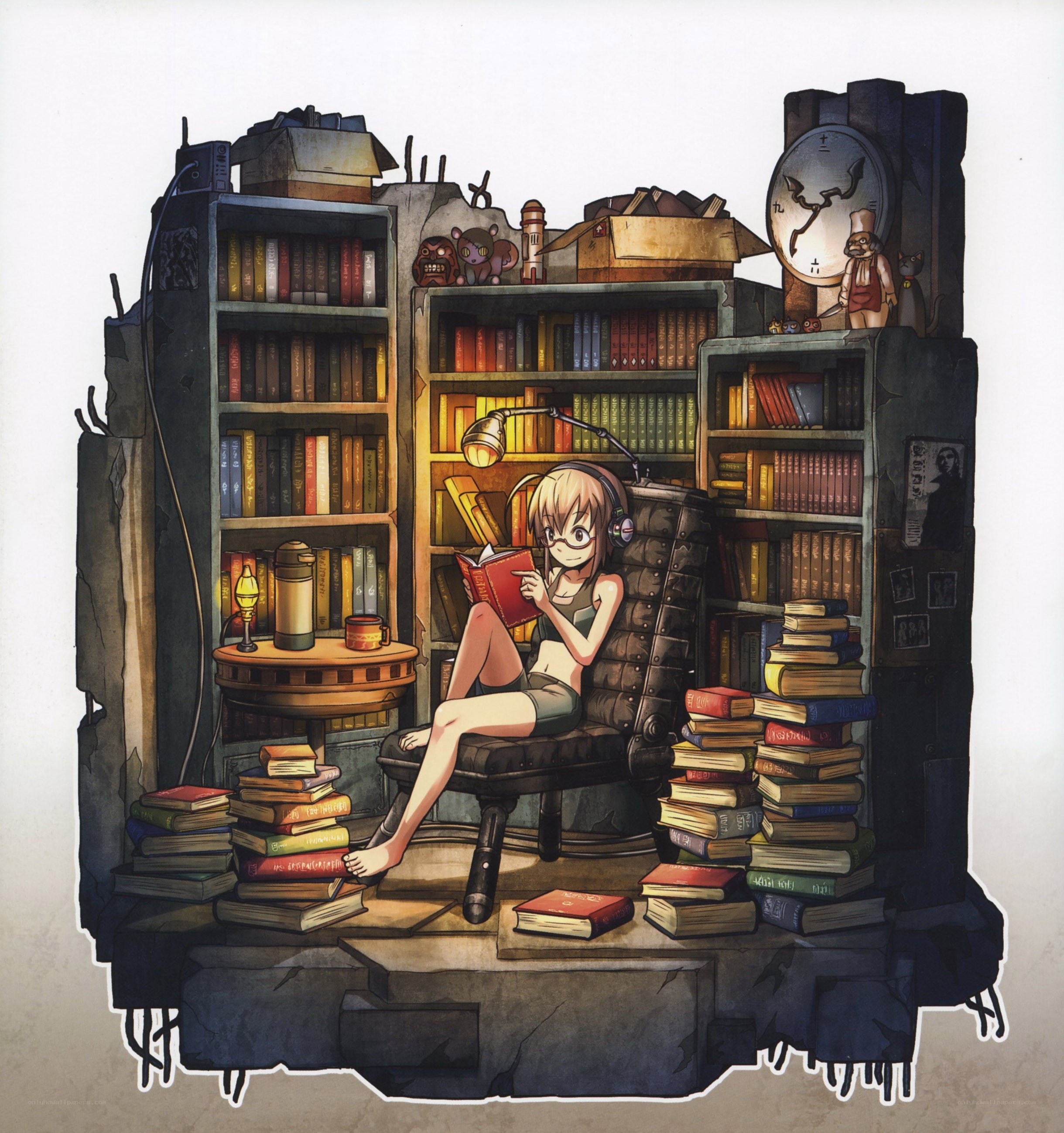 girl reading in a library