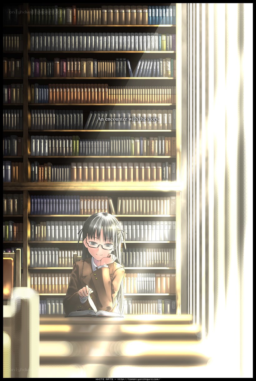 Girl reading in a library