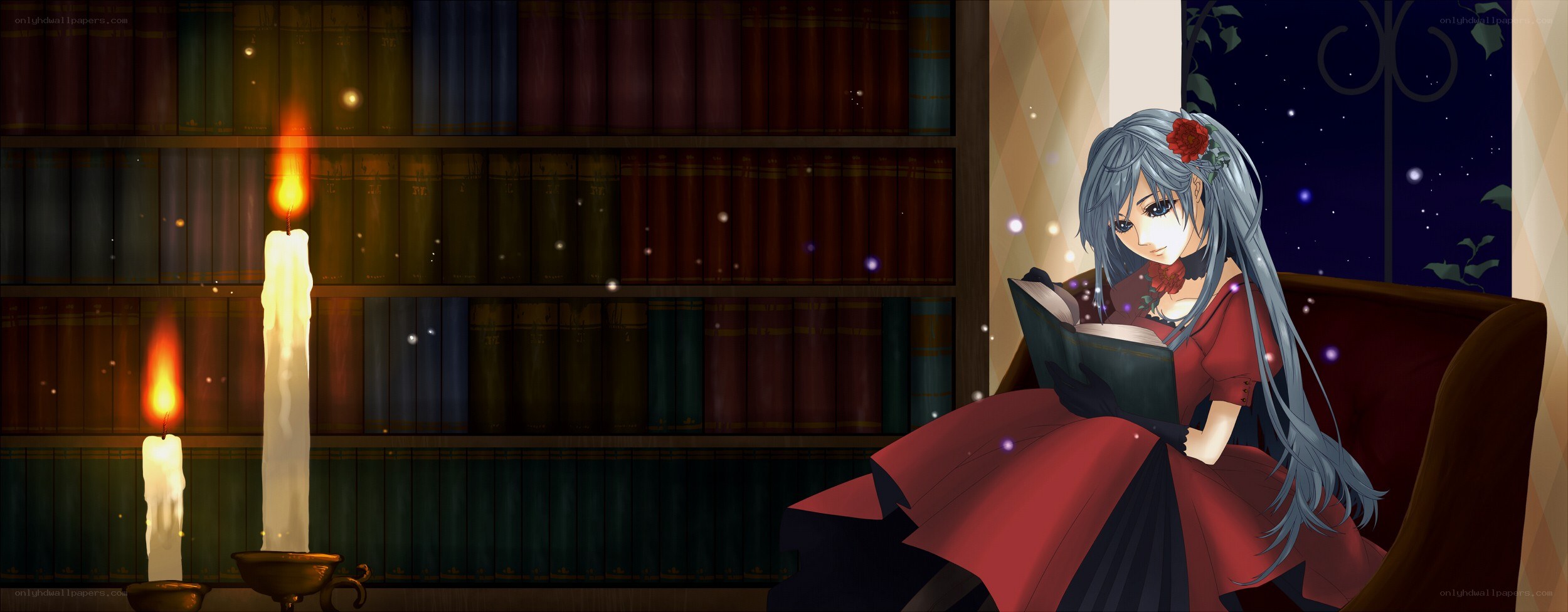 girl reading in a library