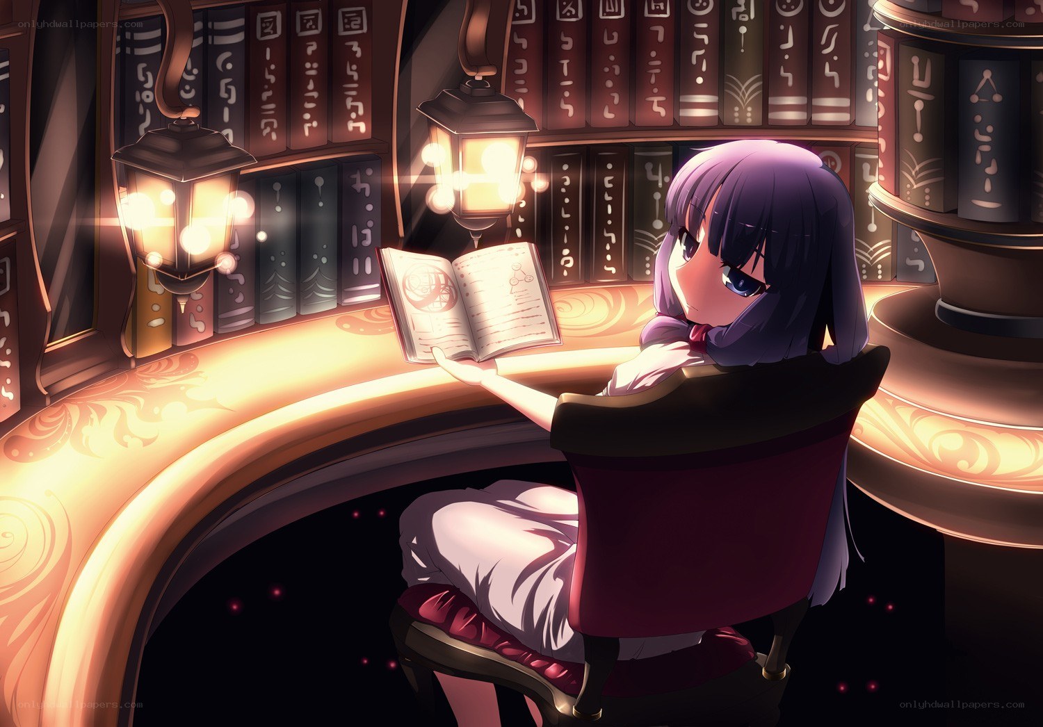 girl reading in a library