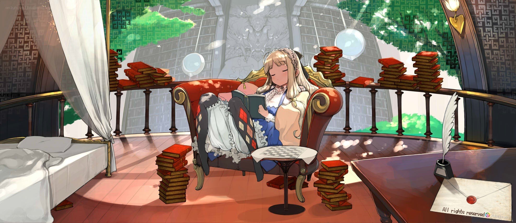 girl reading in a library