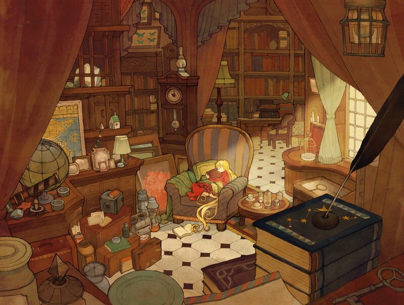 Girl Reading in Armchair